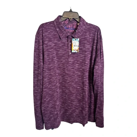 NWT Robert Graham Long Sleeve Polo Shirt Mens XXL Purple Heather $158 - Picture 2 of 13